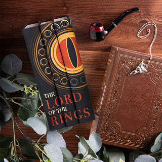 This 3-volume collectible set is wrapped in jackets featuring an original Juniper Books illustration inspired by the Eye of Sauron, set inside the One Ring, and surrounded by the other Rings of Power. 