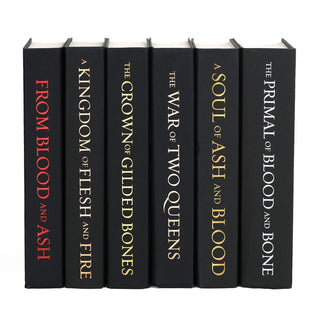 Unjacketed books in the Blood and Ash series by Jennifer L. Armentrout showing original spines beneath Juniper Books book covers.