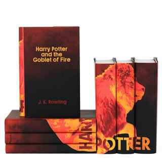 red Lion Gryffindor custom collectible dust jackets on Harry Potter book set with from Juniper Books