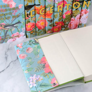 Interior front flap detail on the hand-numbered Limited Edition Bridgerton Book Set by Julia Quinn from Juniper Books.