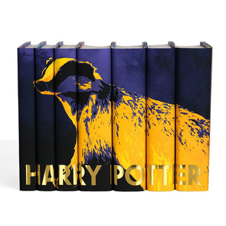 Custom Harry Potter yellow Hufflepuff collectible Limited edition badger mascot book sets from Juniper Books