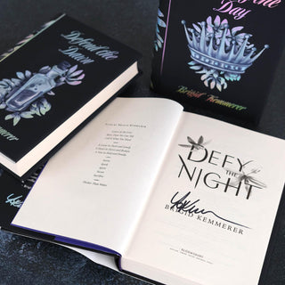 Defy the Night title page signed by Brigid Kemmerer in the Defy the Night Book Set exclusively sold on Juniper Books.