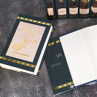 Interior front flap detail on the hand-numbered Limited Edition Outlander Book Set by Diana Gabaldon from Juniper Books.