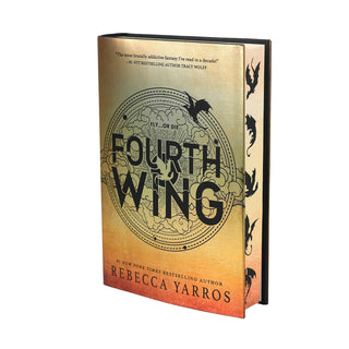 Book titled 'Fourth Wing' by Rebecca Yarros with a gradient cover design.