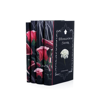 Angled view displaying spine and cover design of Author Signed Dark Fairy Tales by T. Kingfisher Book Set  wrapped in Juniper Books collectible book covers
