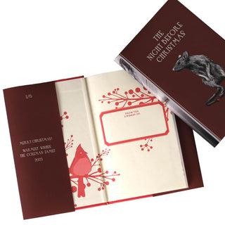 This festive set of novels is the perfect way to celebrate your favorite year-end traditions. Book Set, gift, trade, Christmas shopping. Covers feature black and white illustrations of a rat, and flap text on inner flap.