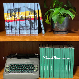 This set, wrapped in dark green jackets and showcasing his iconic signature, will be the centerpiece of any shelf and make for many adventurous hours of reading. A great gift, set for display, collection.