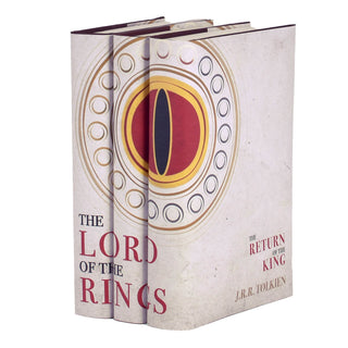 This 3-volume collectible set is wrapped in jackets featuring an original Juniper Books illustration inspired by the Eye of Sauron, set inside the One Ring, and surrounded by the other Rings of Power. 