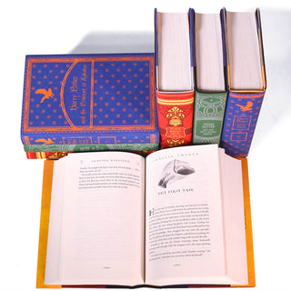 Not sure you fit into just one house? We’ve assembled this set for Harry Potter fans who are brave, inquisitive, loyal, AND cunning. These dust jackets feature colors and symbols inspired by the four different Hogwarts Houses. 