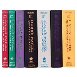 Harry Potter books shown here with no dust covers. Order your Juniper Books' custom book covers today!