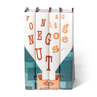 Featured in PureWow's Valentine's Day Gift Guide.  https://www.purewow.com/home/best-gifts-for-men. Custom jackets Kurt Vonnegut Book Set. Gift book collection. Typewriter jacket design. 4 book set. Trade. Gift. Custom. Message
