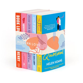 The Modern Love Set of 5 includes best-selling romance authors Emily Henry, Helen Hoang, Jasmine Guillory, Casey McQuiston, and Ashley Herring Blake.  The stories in this set were chosen as some of the best contemporary examples of this popular genre! Showcasing the power of love to inspire and transform. 