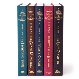 Rick Riordan's Percy Jackson books shown here without dust covers. Order your specialty Juniper Books jackets today!