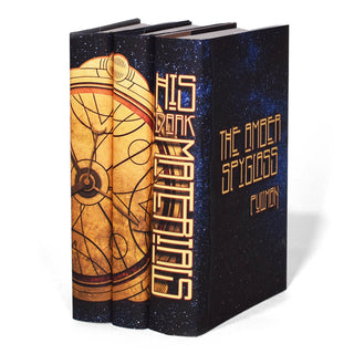 His Dark Materials trilogy custom book set with juniper Books dust covers. Trade. Message. Gift. Specialty Style.
