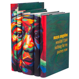Maya Angelou Portrait Set. uniper Books’ custom jackets feature an original painting of Angelou by Detour (Thomas Evans) – a Denver based artist. Gift, message, trade, custom, Shopping, Maya Angelou, Collection, book set