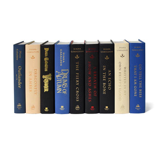 Diana Gabaldon's Outlander Book Series shown here with no dust covers. Order your Juniper Books specialty book jackets today!