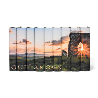 Outlander complete set of 9 books and jackets. This collectible edition of Diana Gabaldon's Outlander series features custom book jackets that unite all 9 novels with a stunning image of the Scottish Highlands. Makes a great gift for fans; order yours today! Trade, custom, gift, message, shopping, series