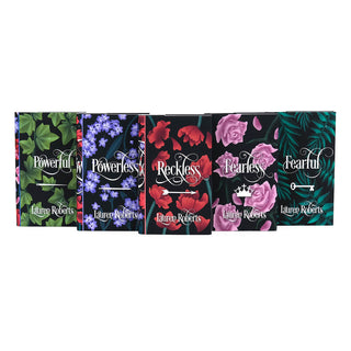 Five floral and greenery Book cover from Juniper Books Lauren Roberts Powerless Book Set Bundle designed to transform your shelf into art.