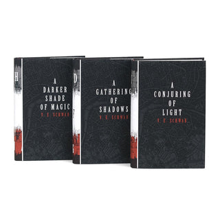 Dust jacket covers feature book title in white and author name in red set against a black map.