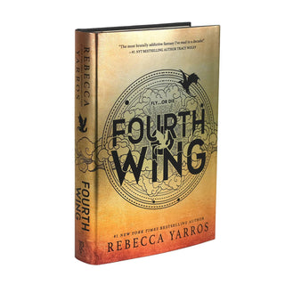 Book titled 'Fourth Wing' by Rebecca Yarros on a white background