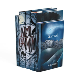 Limited edition Neil Gaiman Book Set from Juniper Books. Dust jackets with black crows and cat amongst trees.