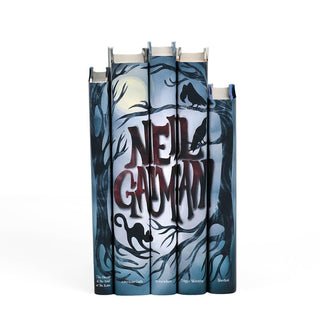 Neil Gaiman Book Set from Juniper Books. Dust jackets with black crows and cat amongst trees.