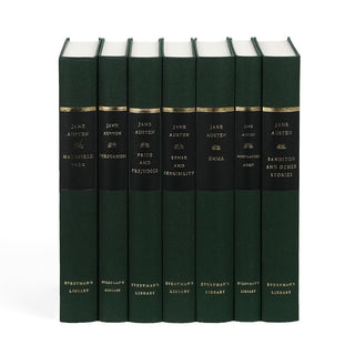 Unjacketed Delicious Solitude by Jane Austen showing original spines beneath Juniper Books book covers.