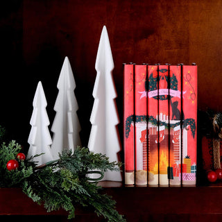 Christmas Classics 2026 book set by Juniper Books styled on a shelf, the fireside spines anchoring a holiday display.
