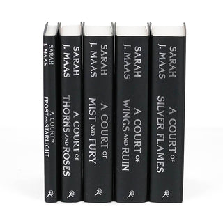 Unjacketed book spines for the A Court of Thorns and Roses Series by Sarah J Maas.