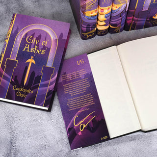 Interior front flap detail on the hand-numbered Limited Edition Mortal Instruments Book Set by Cassandra Clare from Juniper Books.