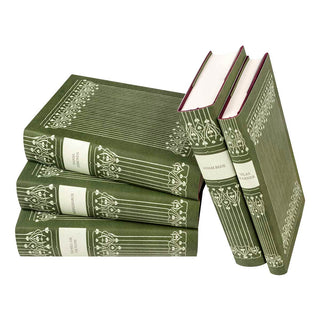 George Eliot Green Custom Book Set from Juniper Books. All books are wrapped in custom jackets inspired by intricate 19th-century leather binding designs and are published by Everyman’s Library.